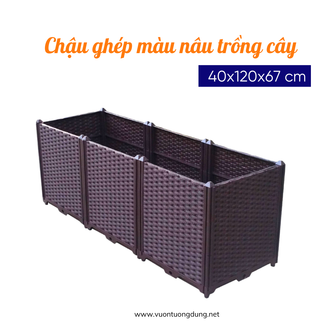 chậu ghép trồng cây màu nâu