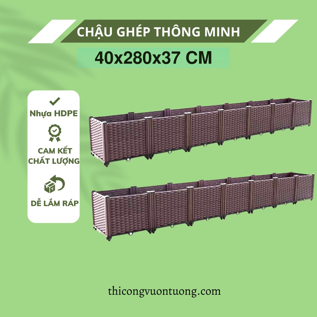 chậu ghép trồng rau màu nâu