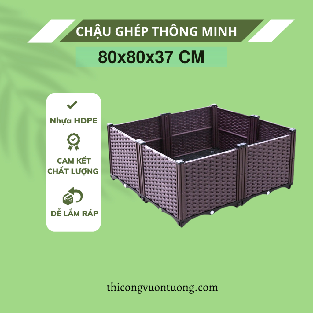 chậu ghép trồng rau màu nâu