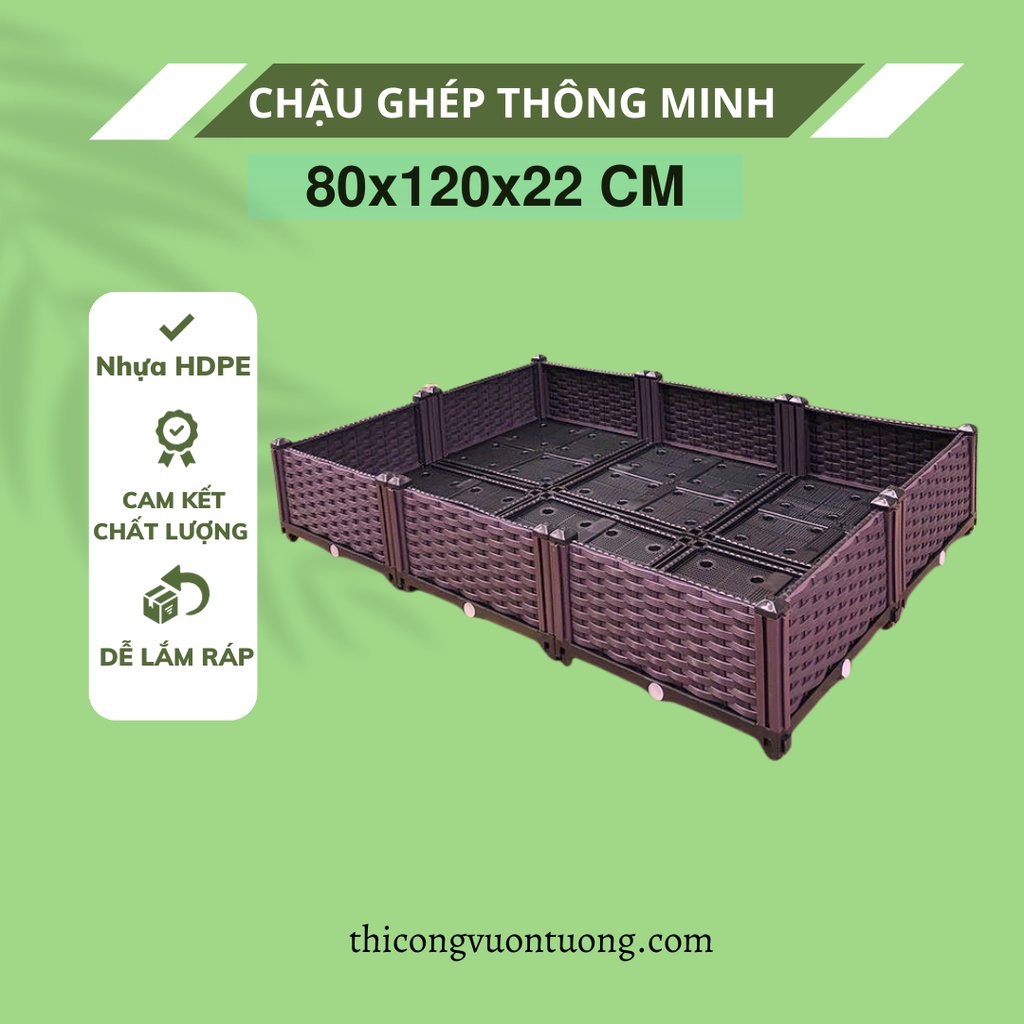 chậu nhựa lắp ghép màu nâu