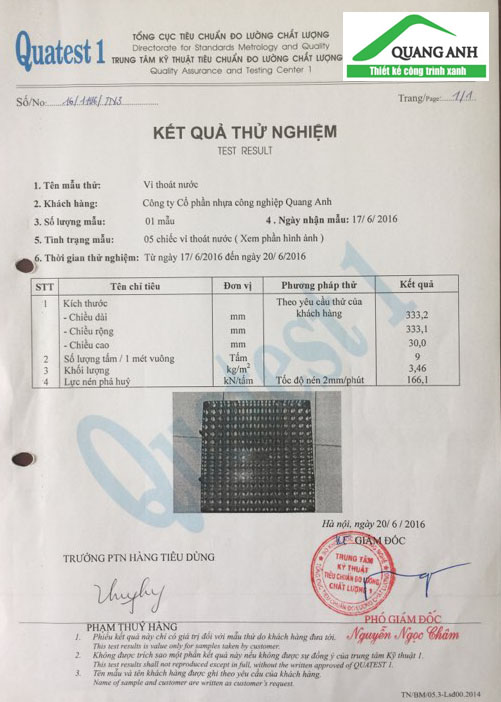 Vỉ thoát nước Quang Anh HCM - phân phối sản phẩm toàn quốc