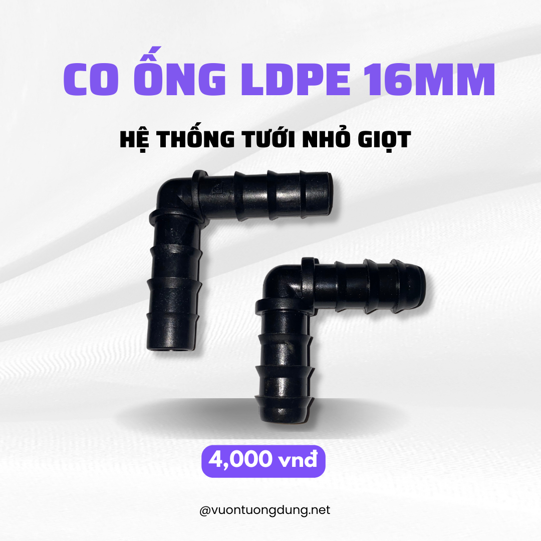 Co ống 16mm dùng thay đổi hướng ống 90 độ - Hệ thống tưới nhỏ giọt Quang Anh Hồ Chí Minh
