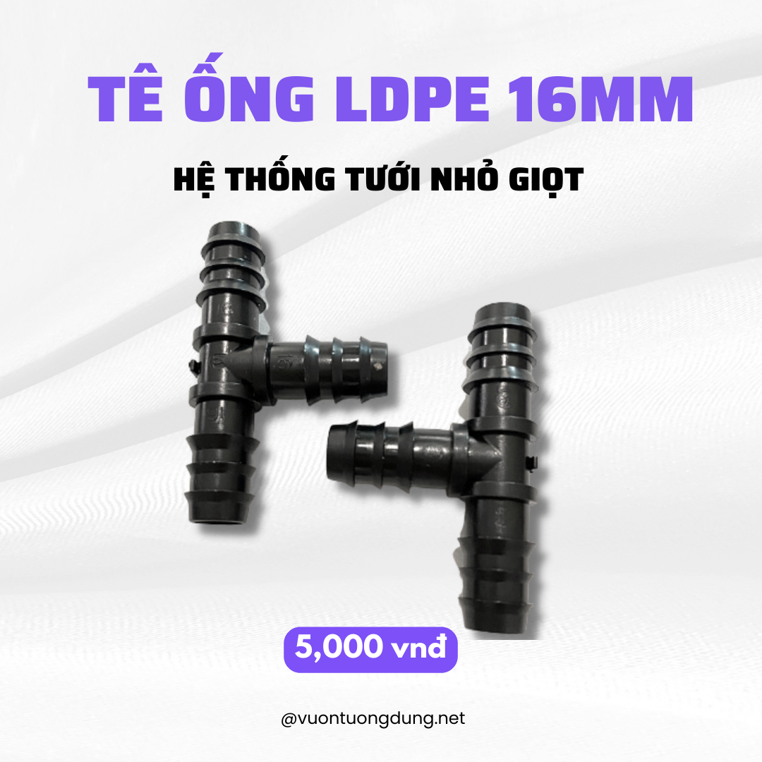Tê ống 16mm LDPE chia nhánh đường ống - Phụ kiện tưới Quang Anh Hồ Chí Minh