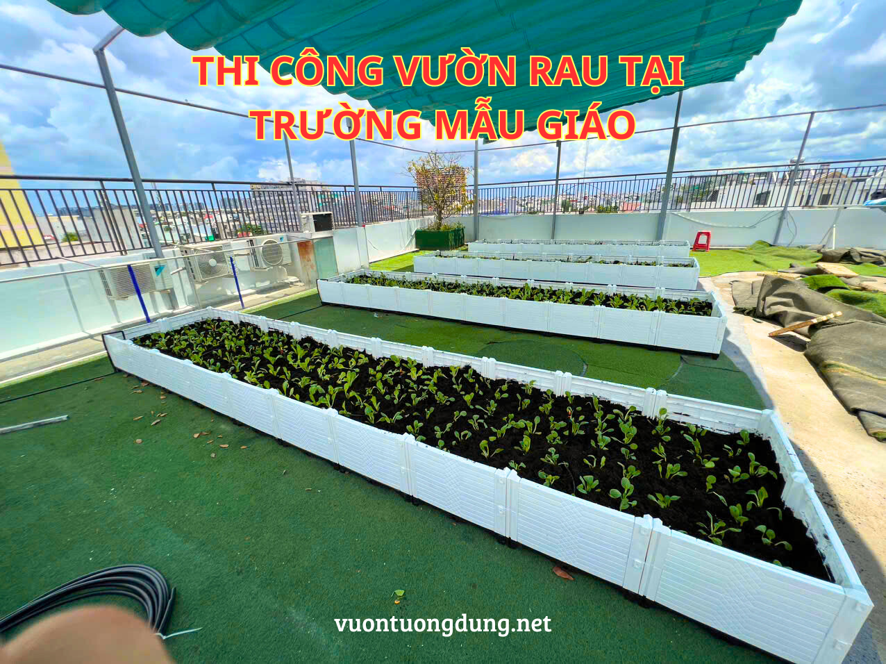 Thi Công Mô Hình Vườn Rau Của Bé Tại Trường Mầm Non Quận Tân Phú