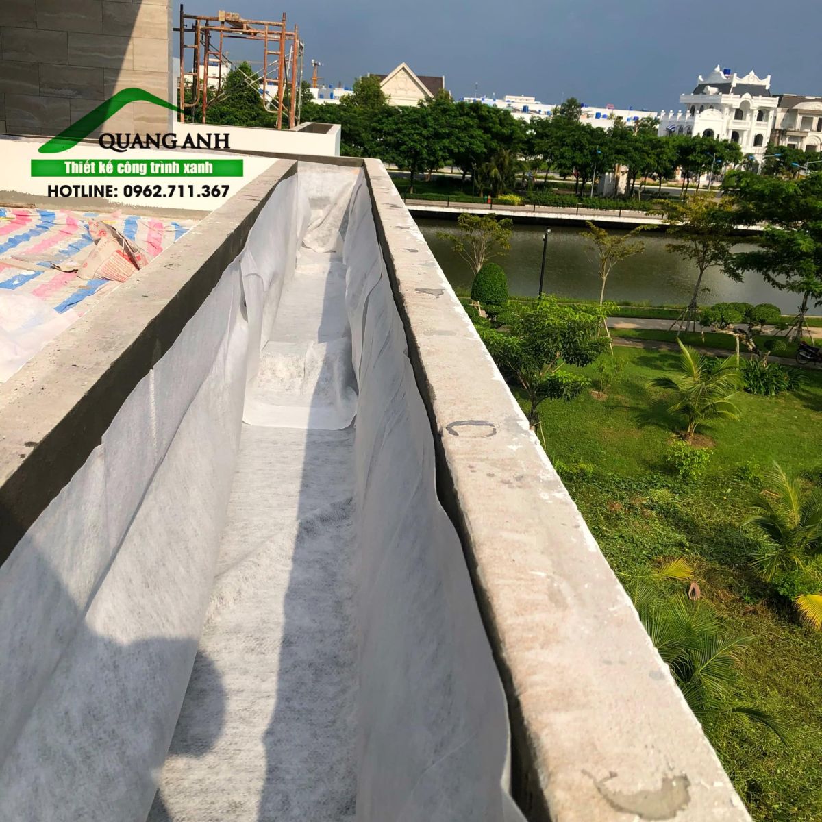  Vườn trên mái chống ngập úng với vỉ thoát nước và vải địa kĩ thuật Quang Anh